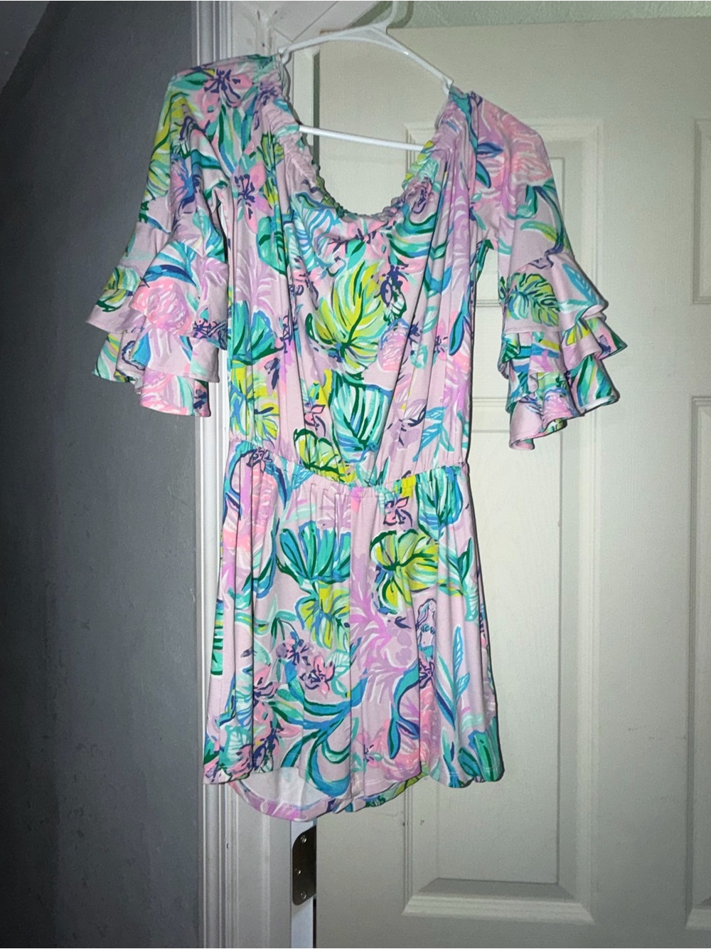 Lilly Pulitzer Pastel Pink Tropical-Print romper